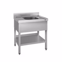Sudoper ECO - 800x600 mm - s donjom policom - s 1 koritom - korito sredina - inox