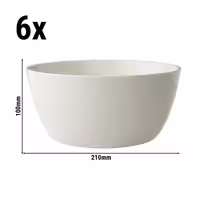 (6 adet) Tatlı / Salata Kasesi - Porselen - Lux - 2L - yuvarlak - Ø210mm - Derinlik:100mm - Elfenbeinweiß