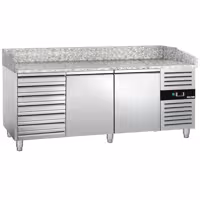 Stół chłodniczy do pizzy ECO – 2000 x 800 mm – z 2 drzwiami i 7 szufladami