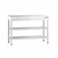 Rozsdamentes acél munkaasztal PREMIUM - 1000x700 mm - alsó polccal & köztes polccal