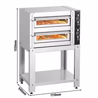 Electric Deck Pizza Oven - Twin Deck - Refractory Stone Deck - 4+4 x Ø 34cm (13.4") - Mechanical Controls - incl. Base frame