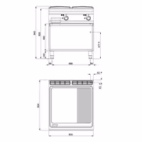 Chapa elétrica - 13,2 kW - Mista (lisa/ranhurada) - Superfície de cozedura: 800x900mm - incl. estrutura de suporte