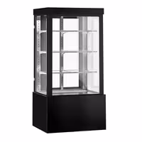 Commercial cake display fridge - 850L - 1000mm - Double glazing - square - with 3 adjustable shelves - rear sliding doors - for patisserie - Black