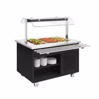 Carrello buffet freddo DANZIG - 1300mm - per 3x GN 1/1 - con scorrivassoio - Nero