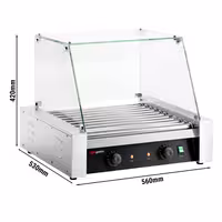 Commercial Hot Dog Roller Grill - 11 Rollers - with Glass Cover