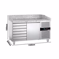 Stół chłodniczy do pizzy ECO – 1500 x 800 mm – z 1 drzwiami i 7 szufladami