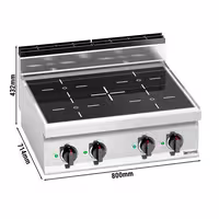 Indukcijsko kuhalo - Linija 700 - 800x714x432 mm - 14 kW - 4 indukcijskih zona - nadpultni