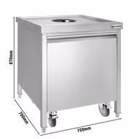 Kanta za smeće - s roll‑kontejnerom - 700x700x870 mm - s otvorom za ubacivanje & s prednjim izvlačenjem & s tihim zatvaranjem - Nehrđajući čelik