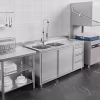 Ormarić za pranje - 2000x600 mm - Sa 3 ladice & 2 sudopera na lijevoj strani