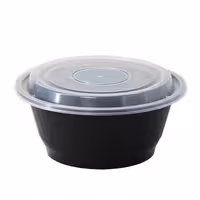 (300 pcs) Food Lidding Tray Polypropylene - 1000ml - Round - Black