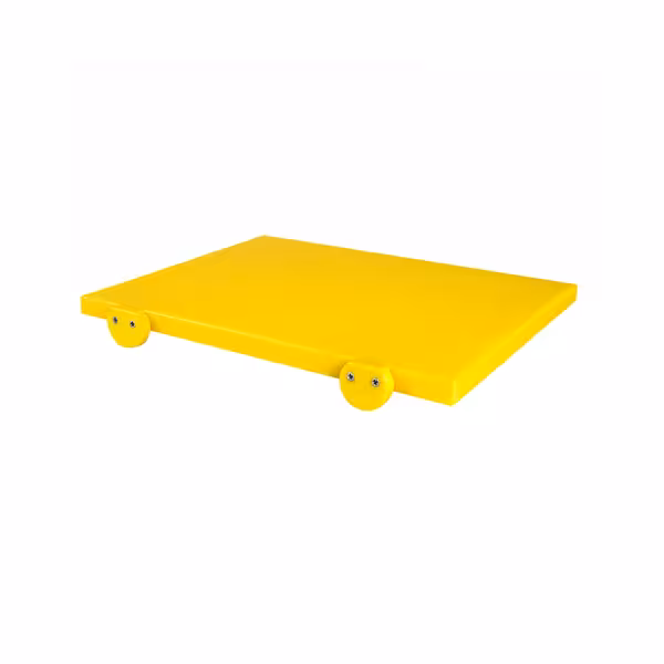 Vágódeszka - 250x400 mm - Vastagság: 20 mm - HACCP - polietilén - sárga - csúszásgátló stoplikkal - mosogatógépben mosható