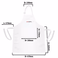 (5 pcs) Bib Aprons - White - with GGM Gastro logo - W x H: 67x84cm