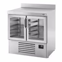 Stół chłodniczy barowy do napojów Premium PLUS – 978 x 700 mm – z 2 drzwiami szklanymi – z rantem