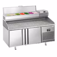 Stół chłodniczy do pizzy PREMIUM PLUS - 1738x800mm - z blatem granitowym - 2‑drzwiowy - z nadstawką chłodniczą - 7x GN 1/4