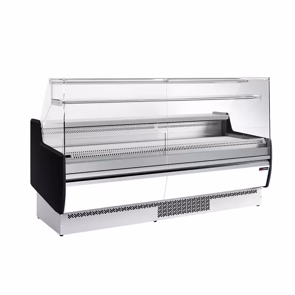 Serve Over Counter - 1935mm - with 1 shelf - front panel white - glass front and sides - capacity 213 litres