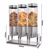 Cereal Dispenser - triple - Ø120mm - Lever Dispense