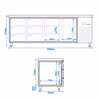 Commercial Counter Fridge PREMIUM - 2330x700mm - with 1 door - 9 drawers - capacity 632 litres