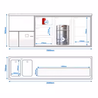 Pivski šank PREMIUM - 2500x700 mm - 2 Staklena vrata & 3 Staklene ladice
