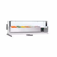 Nadstawka chłodnicza do na dodatki PREMIUM - 1500x395mm - 5x GN 1/3 + 1x GN 1/2 - z oświetleniem LED