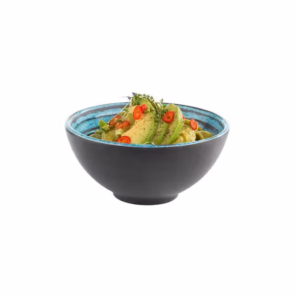 (6 adet) Kase - CANCUN - Melamin - 0,5L - köşeli - 150x150mm - Derinlik:70mm - Kahverengi/Mavi