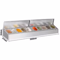 Soporte para cubetas GN de acero inoxidable - 10x GN 1/4 - con cubetas y tapas