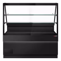 Kühltheke TORONTO - 1600mm - Doppelverglasung - schwarze Front - 2 Ablagen - schwarze Granit-Arbeitsplatte