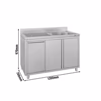 Sudoper s ormarićem ECO - inox - 1200 x 700 mm - s košem za otpatke - s 1 koritom - korito desno
