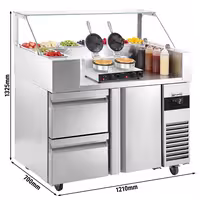 Pripremni rashladni pult - 1210x700 mm - 1 vrata i 2 ladice - za 9x GN 1/6 - uklj. Aparat za vafle – dvostruki