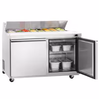Stół przygotowawczy PREMIUM – 1534 mm – 510 L – z 2 drzwiami – z 16 pojemnikami GN 1/6 – w stylu amerykańskim