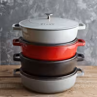 STAUB | Enameled Cast Iron Round Braiser – Ø28 cm - Graphite Grey - Self-Basting Chistera Lid