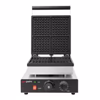 Commercial Waffle Maker - Single - Manual - 1.75 kW - Shape: 4 Brussels Waffles