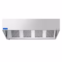 Commercial Wall-Mounted Extractor Hood with Motor - 2200mm - with Speed Controller, Baffle Filters & Lighting
