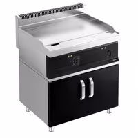Električni roštilj - 7,1 kW - Glatka - površina pečenja: 795x535 mm - ormarić s 2 vratima - satinirana (Scotch-Brite) završna obrada