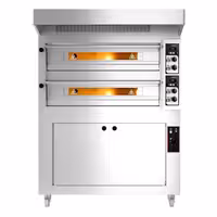 Electric Deck Pizza Oven - Twin Deck - Refractory Stone Deck - 6+6 - Ø 33cm (13") - incl. Stainless steel hood & Proofing cabinet