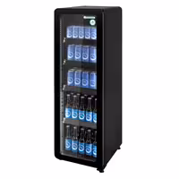 GASTRO-COOL | Rashladna vitrina za pića - 418 mm - 140 l - uski - s 1 staklena krilna vrata & LED osvjetljenjem - crni