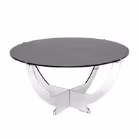 Açık Büfe Teşhir Standı OCTOPUS - Paslanmaz Çelik gövde, Pleksi Cam disk - Siyah disk - dairesel - Ø 707mm - 700x700x320mm