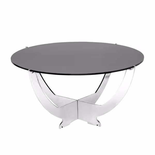 Açık Büfe Teşhir Standı OCTOPUS - Paslanmaz Çelik gövde, Pleksi Cam disk - Siyah disk - dairesel - Ø 707mm - 700x700x320mm