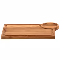 (6 pcs) Serving Board - OAK - 6-piece set - incl. ramekin recess - oak wood - 370x250mm