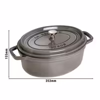 STAUB | Cocotte Oval Enamelled Cast Iron Casserole Dish – 290 mm Oval – Graphite Grey