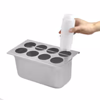 Suport pentru sticle / Organizator de sticle - pentru sticle cu dozator și sticle tip squeeze - pentru 4 sticle (473 sau 709 ml) - compatibil GN 1/3