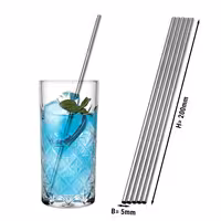 (50 adet) Paslanmaz Çelik Pipet - 200mm - ø 5mm - düz