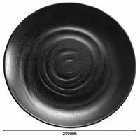 (6 pcs) Serving Tray - ZEN - Melamine - Ø280mm - Height: 30mm - Black