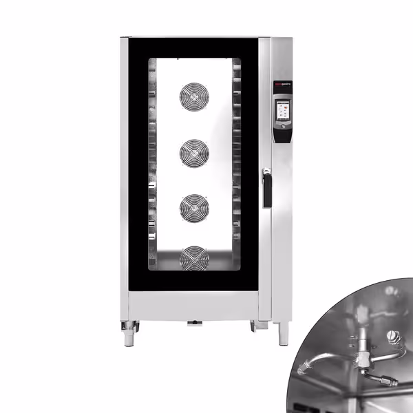 Commercial Electric Bakery Combi Oven - Touchscreen Controls - 16x EN 600x400 - 7" touchscreen - incl. Automatic washing system & Core temperature probe