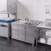 Sudoper s ormarićem - inox - 1200 x 600 mm - 3 ladice - s 1 koritom - korito desno