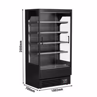 Commercial multideck display fridge - 1002mm - 440L - with 2 sliding glass doors & 4 shelves - Black