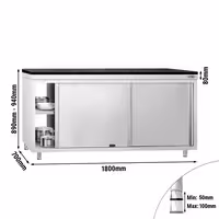 Stainless Steel Floor Cupboard PREMIUM - 1800x700mm - mit Durchreiche - incl. granite worktop
