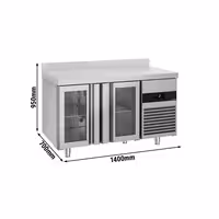 Rashladni pult PREMIUM - 1400x700 mm - 281 l - Ventilirano hlađenje - s 2 staklena vrata - Podignuti rub