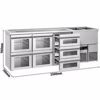 Pivski štand PREMIUM - 2500x700 mm - 7 Staklene ladice