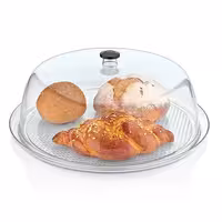 Tray with Dome Cover - Polycarbonate - Ø 390mm - Height: 150mm - incl. tray - with stackable; ergonomic handle; microwave- and dishwasher-safe; -40°C to +99°C temperature resistant; food-safe; shatter-resistant; acid-resistant