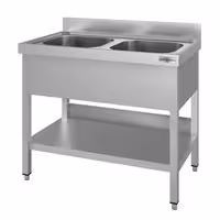 Sudoper ECO - 1000x600 mm - s donjom policom - s 2 koritima - korita sredina - inox